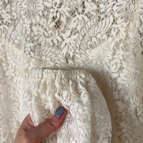 Michael Kors Lace Long Sleeve Ivory White Blouse Size Medium Party - Picture 14 of 15